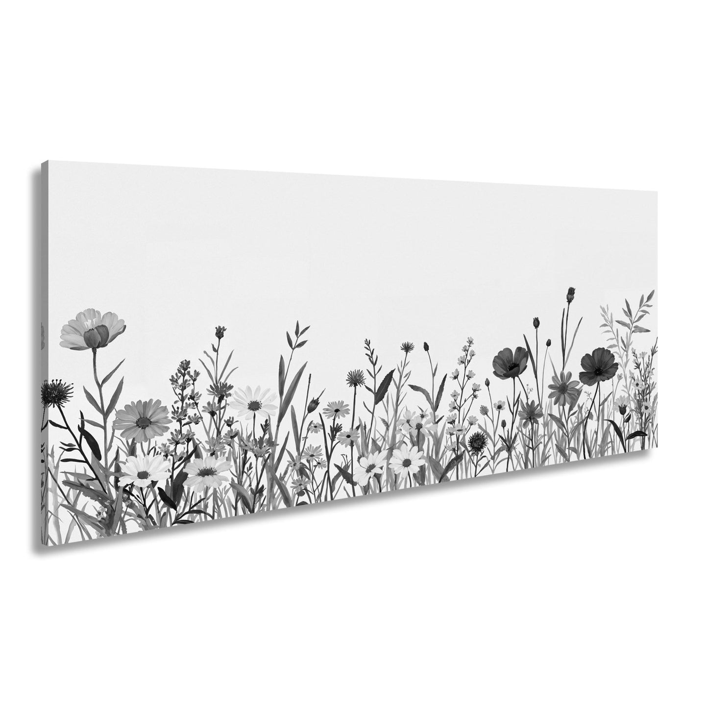 Leinwandbild Blumen tanzen zart auf hellem Grund in bunter Harmonie. - deyoli