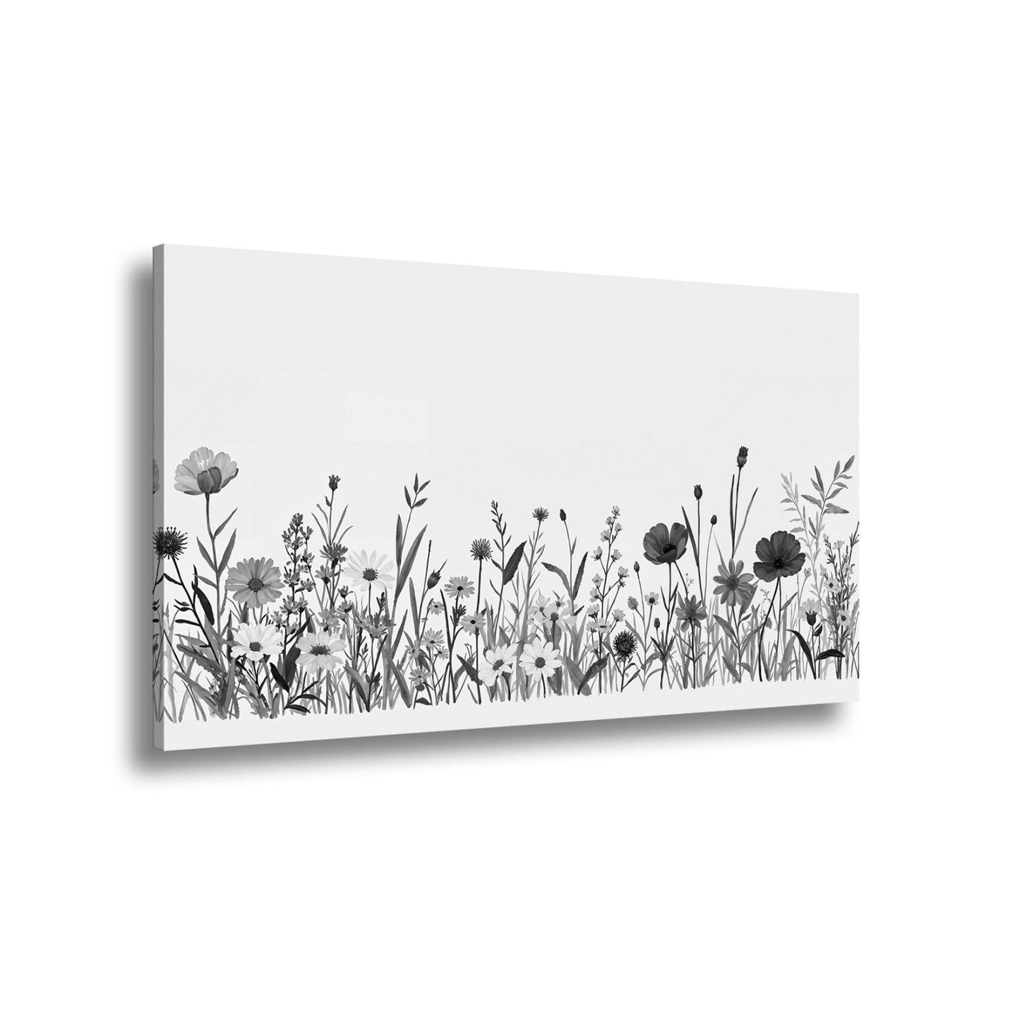 Leinwandbild Blumen tanzen zart auf hellem Grund in bunter Harmonie. - deyoli
