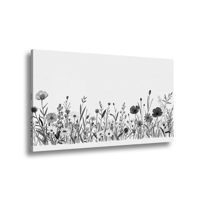 Leinwandbild Blumen tanzen zart auf hellem Grund in bunter Harmonie. - deyoli