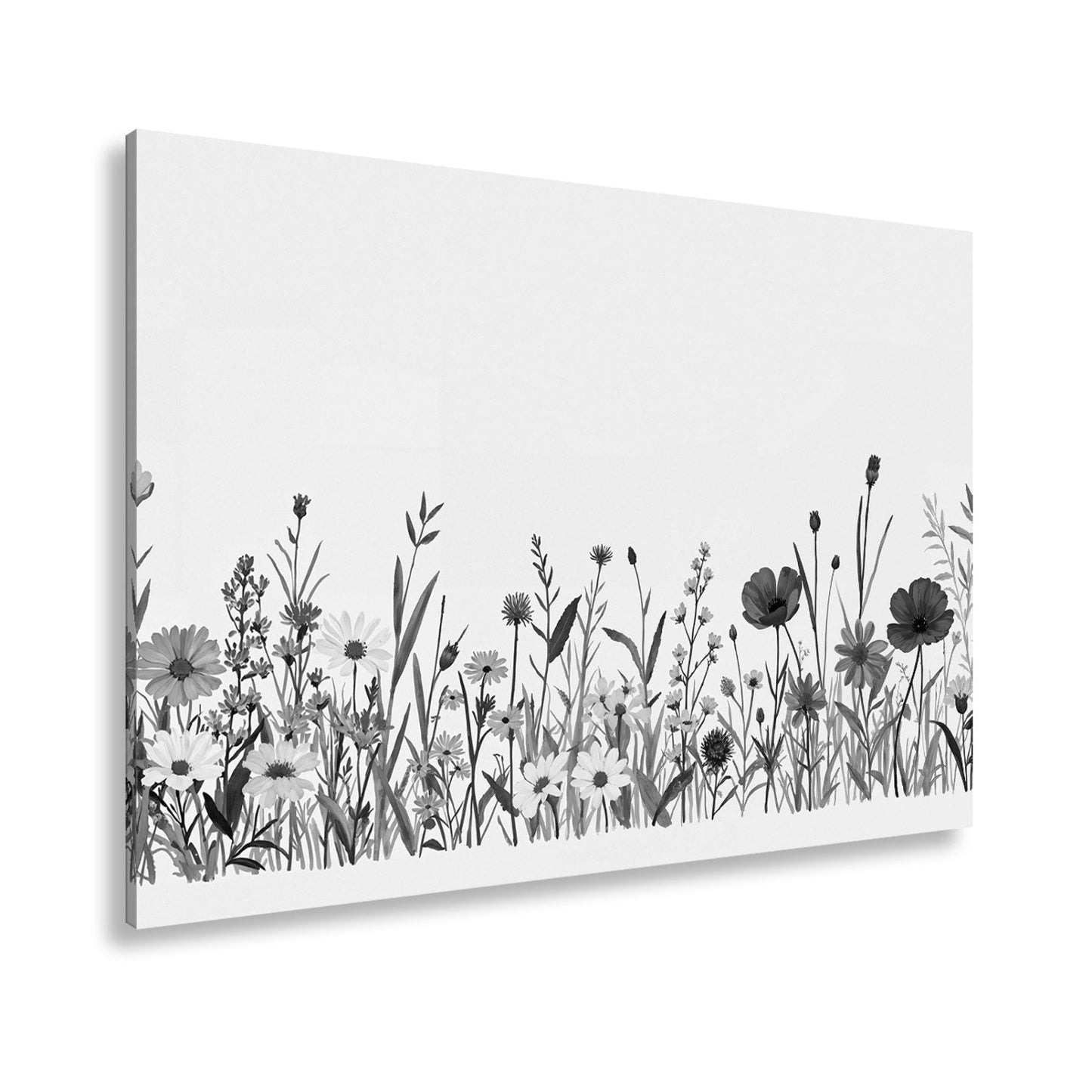 Leinwandbild Blumen tanzen zart auf hellem Grund in bunter Harmonie. - deyoli