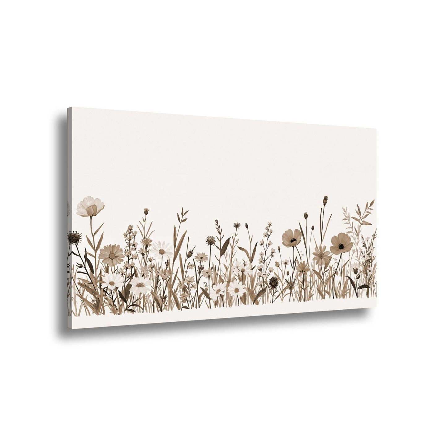 Leinwandbild Blumen tanzen zart auf hellem Grund in bunter Harmonie. - deyoli