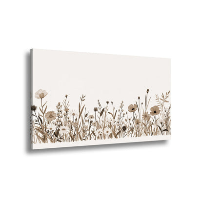 Leinwandbild Blumen tanzen zart auf hellem Grund in bunter Harmonie. - deyoli
