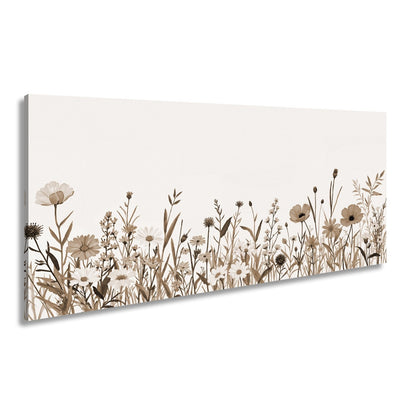 Leinwandbild Blumen tanzen zart auf hellem Grund in bunter Harmonie. - deyoli