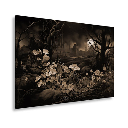 Leinwandbild Blumen XXL – Leuchtend trotzen dunkler Endzeitlandschaft - deyoli