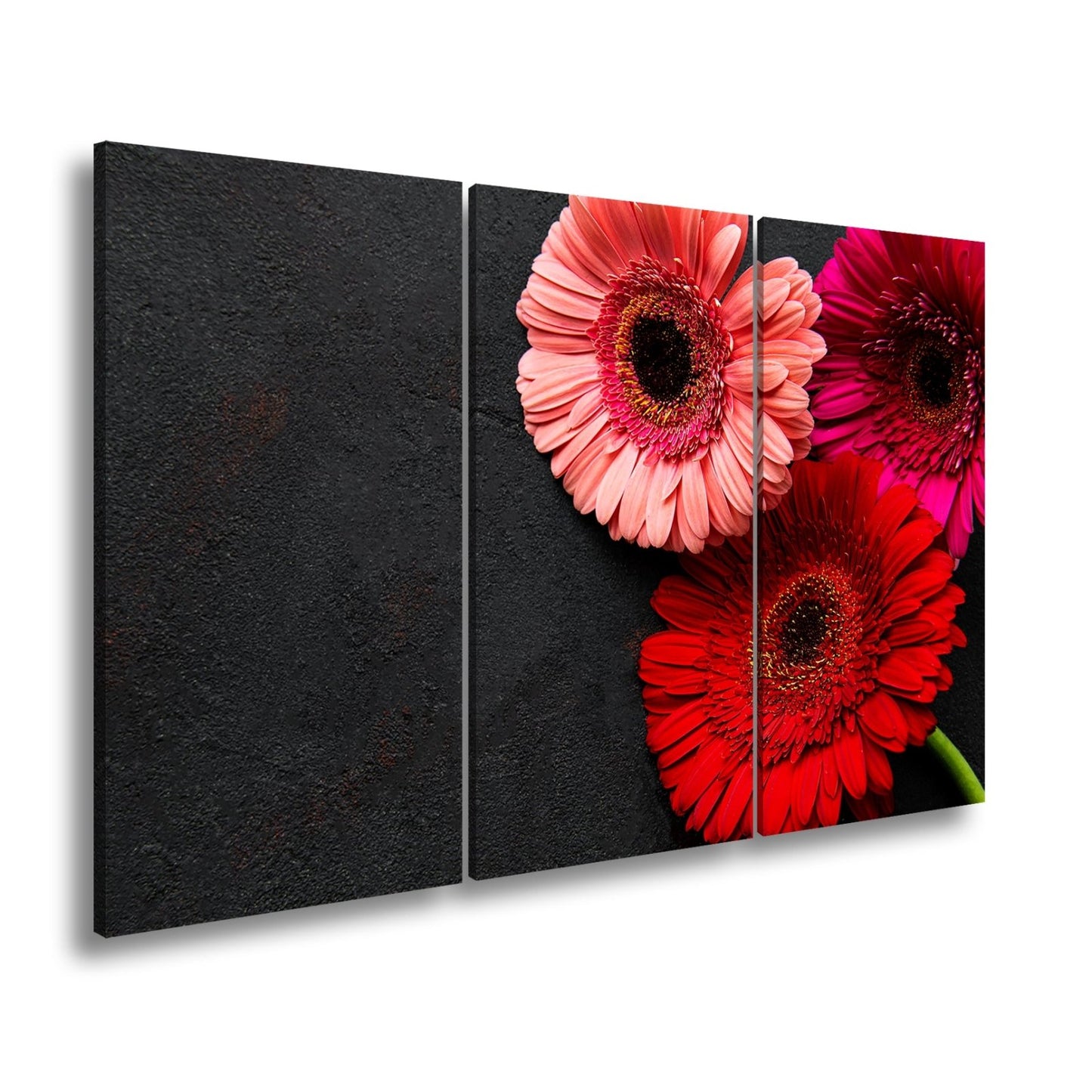 Leinwandbild Blütenpoesie in Pink und Rot auf dunkler Leinwand. - deyoli