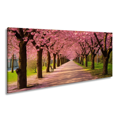 Leinwandbild Blütentunnel aus Kirschträumen – Frühling in voller Pracht. - deyoli