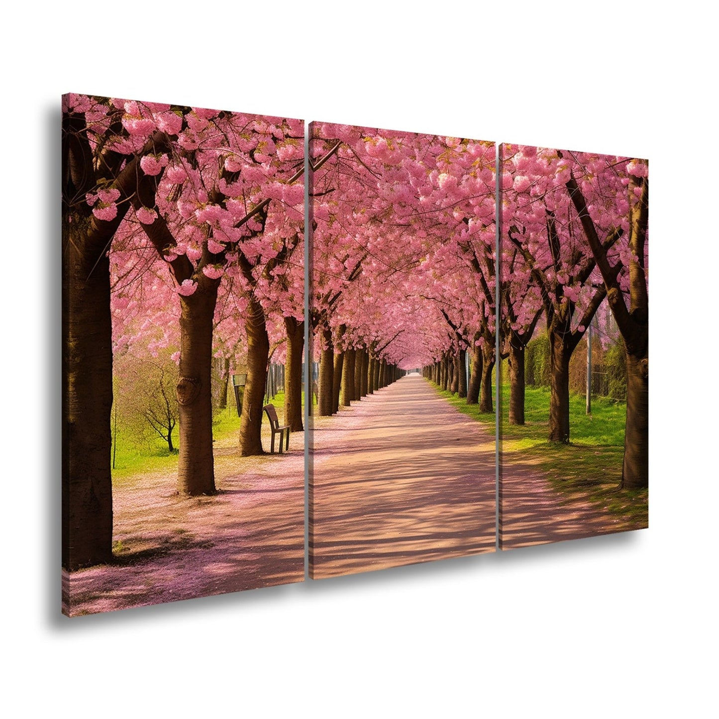 Leinwandbild Blütentunnel aus Kirschträumen – Frühling in voller Pracht. - deyoli