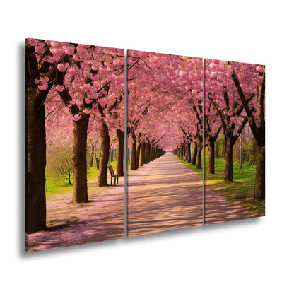 Leinwandbild Blütentunnel aus Kirschträumen – Frühling in voller Pracht. - deyoli