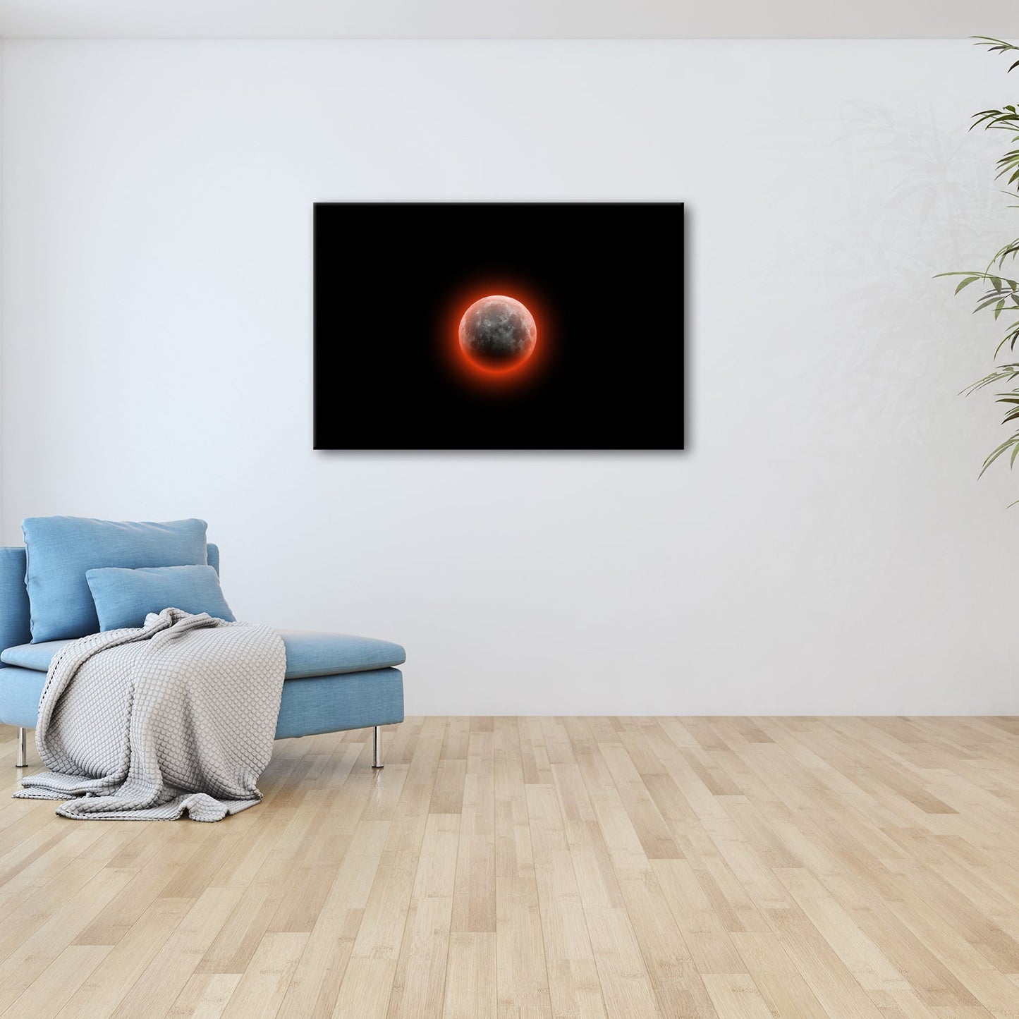Leinwandbild Blutmond schwebt geheimnisvoll – Dunkler Nachthimmel XXL - deyoli