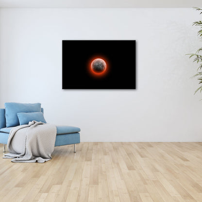 Leinwandbild Blutmond schwebt geheimnisvoll – Dunkler Nachthimmel XXL - deyoli