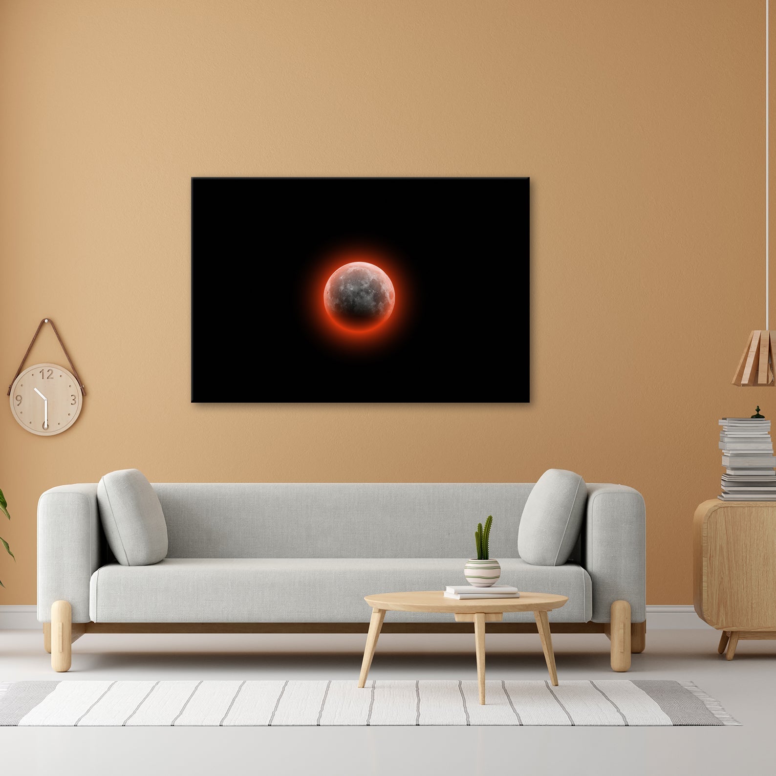 Leinwandbild Blutmond schwebt geheimnisvoll – Dunkler Nachthimmel XXL - deyoli