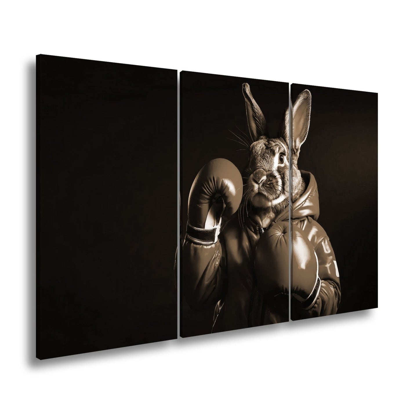 Leinwandbild Boxer - Hase in Blau – süß, stark und siegessicher. - deyoli