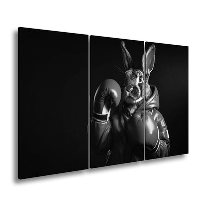 Leinwandbild Boxer - Hase in Blau – süß, stark und siegessicher. - deyoli