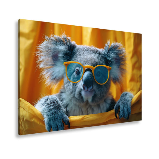 Leinwandbild Brillenstar im Beutelreich – Koala mit Sonnenbrille im Rampenlicht. - deyoli