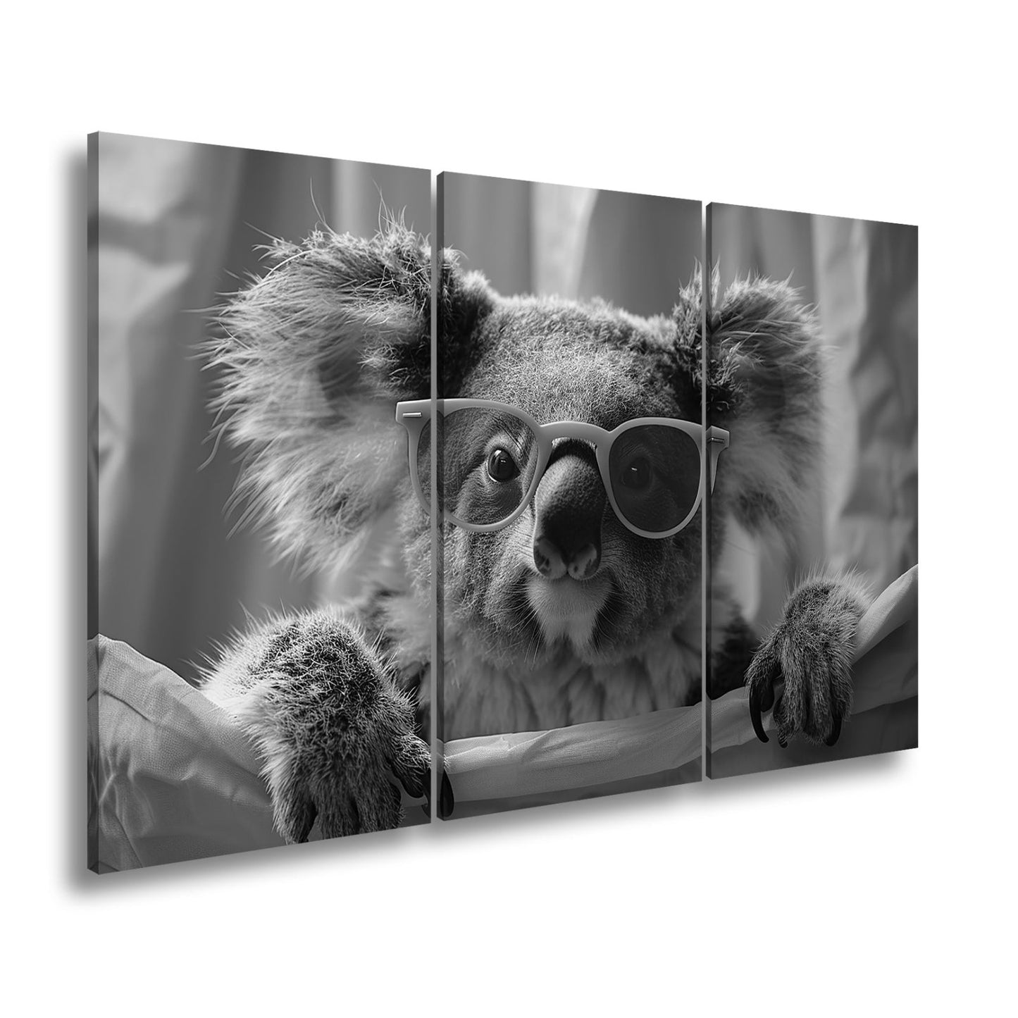 Leinwandbild Brillenstar im Beutelreich – Koala mit Sonnenbrille im Rampenlicht. - deyoli