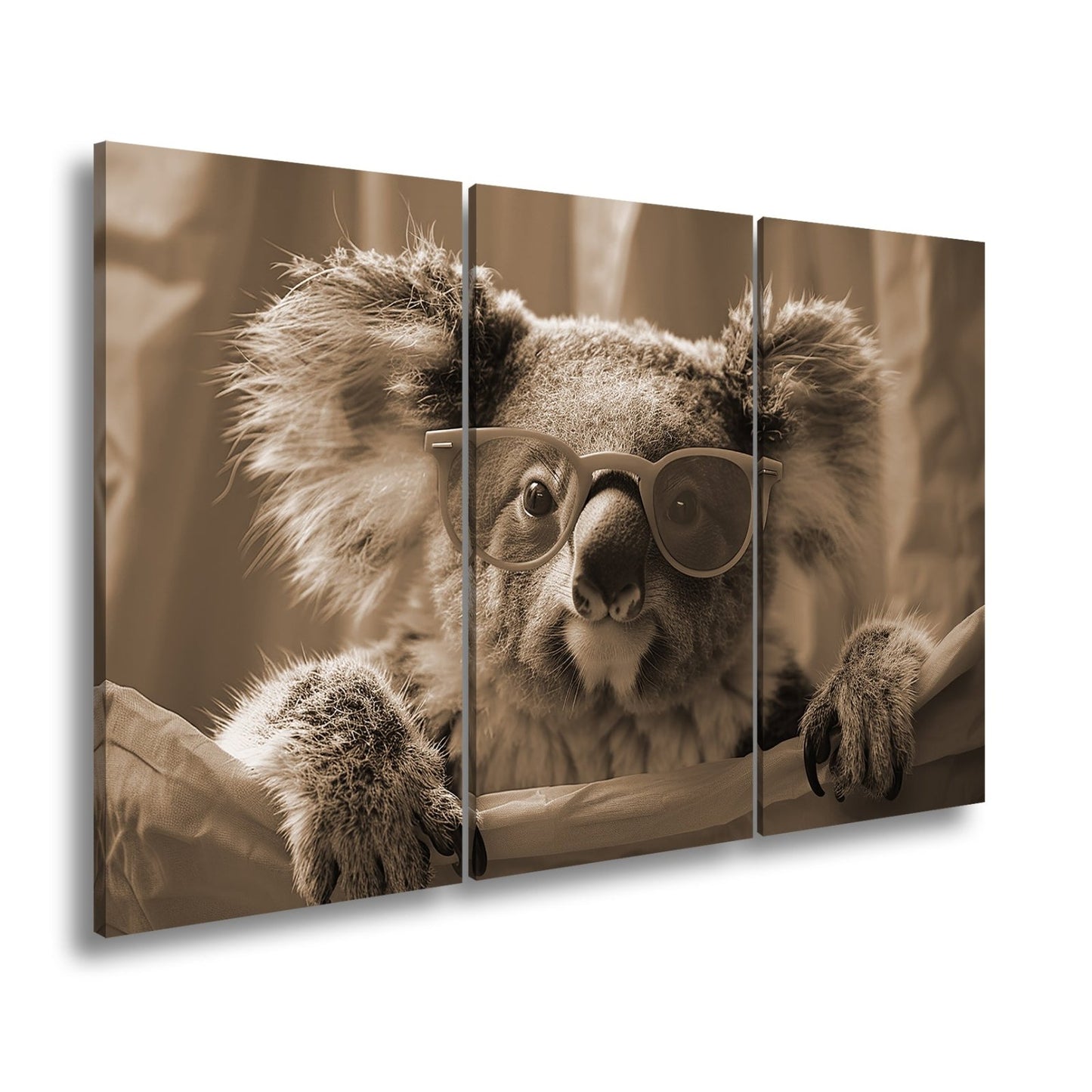Leinwandbild Brillenstar im Beutelreich – Koala mit Sonnenbrille im Rampenlicht. - deyoli