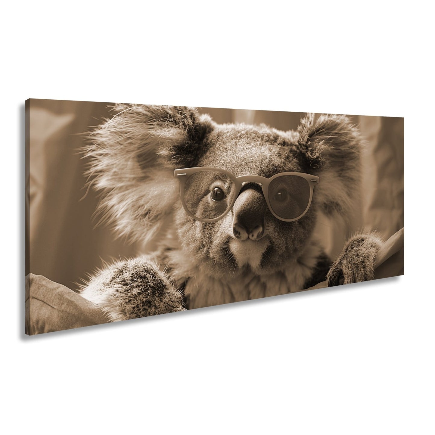 Leinwandbild Brillenstar im Beutelreich – Koala mit Sonnenbrille im Rampenlicht. - deyoli