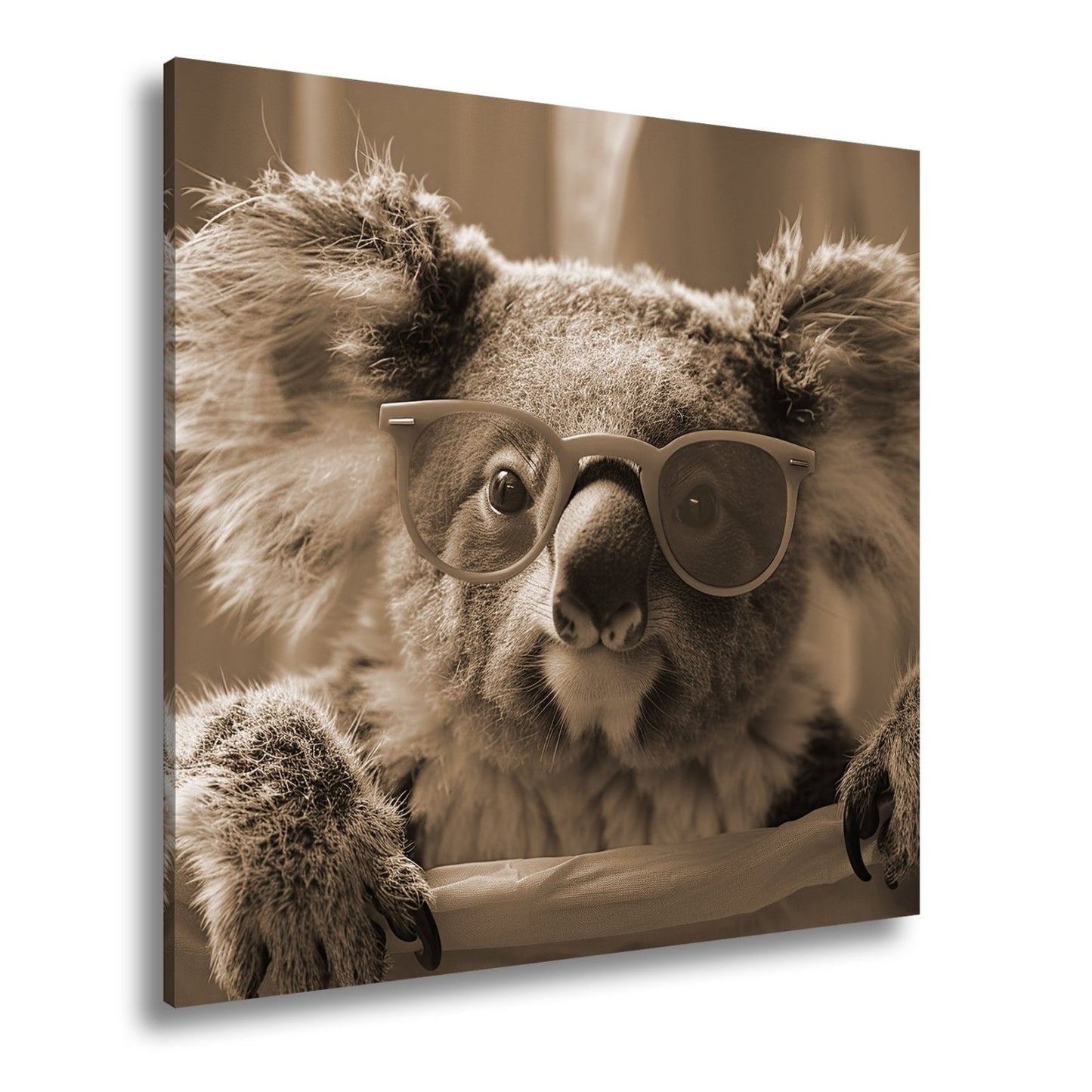 Leinwandbild Brillenstar im Beutelreich – Koala mit Sonnenbrille im Rampenlicht. - deyoli