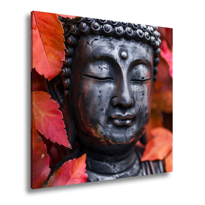 Leinwandbild Buddhas Ruhe, umhüllt von feurigem Herbstlaub. - deyoli
