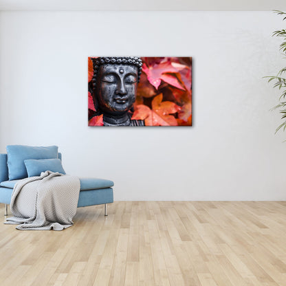 Leinwandbild Buddhas Ruhe, umhüllt von feurigem Herbstlaub. - deyoli