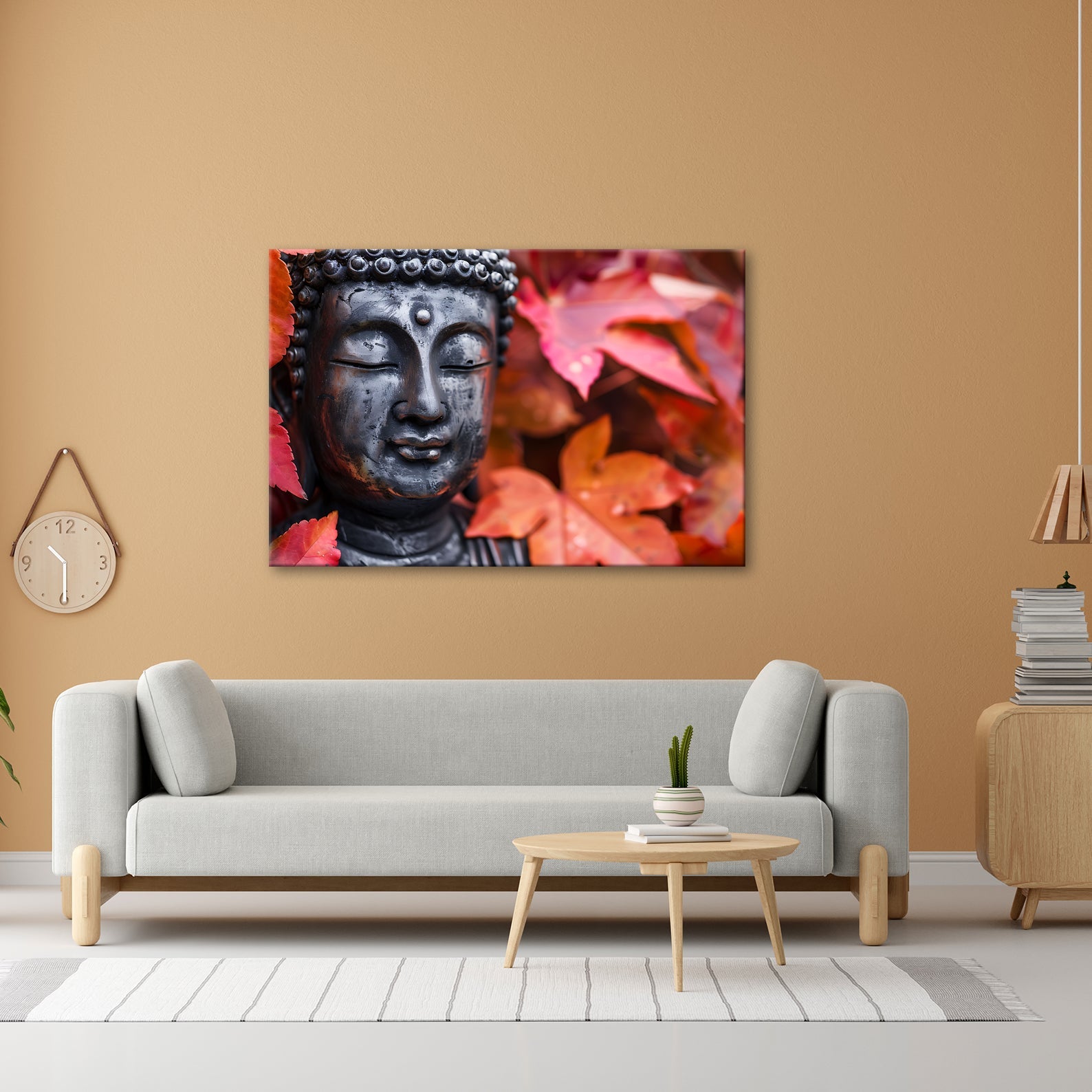 Leinwandbild Buddhas Ruhe, umhüllt von feurigem Herbstlaub. - deyoli