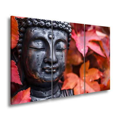 Leinwandbild Buddhas Ruhe, umhüllt von feurigem Herbstlaub. - deyoli