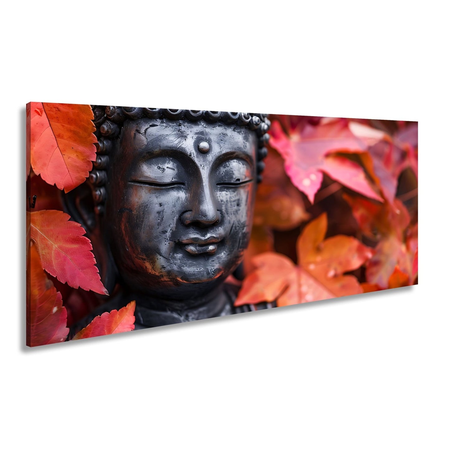 Leinwandbild Buddhas Ruhe, umhüllt von feurigem Herbstlaub. - deyoli
