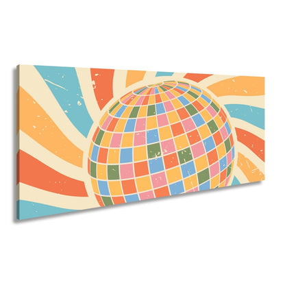 Leinwandbild Bunte Retro - Disco - Kugel im wirbelnden Farbspiel - deyoli