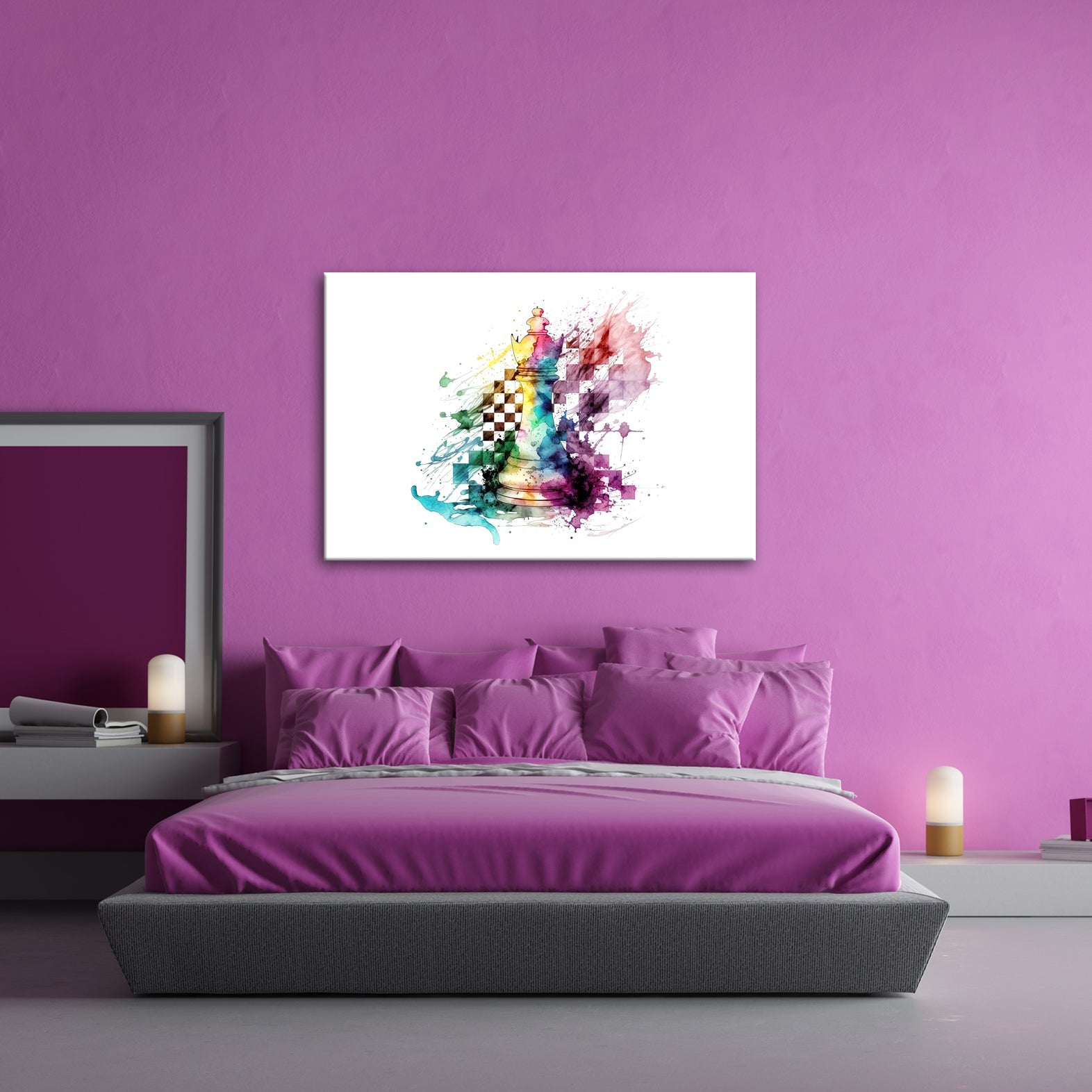 Leinwandbild Bunte Schachkunst – Kreative Farbexplosion XXL - deyoli