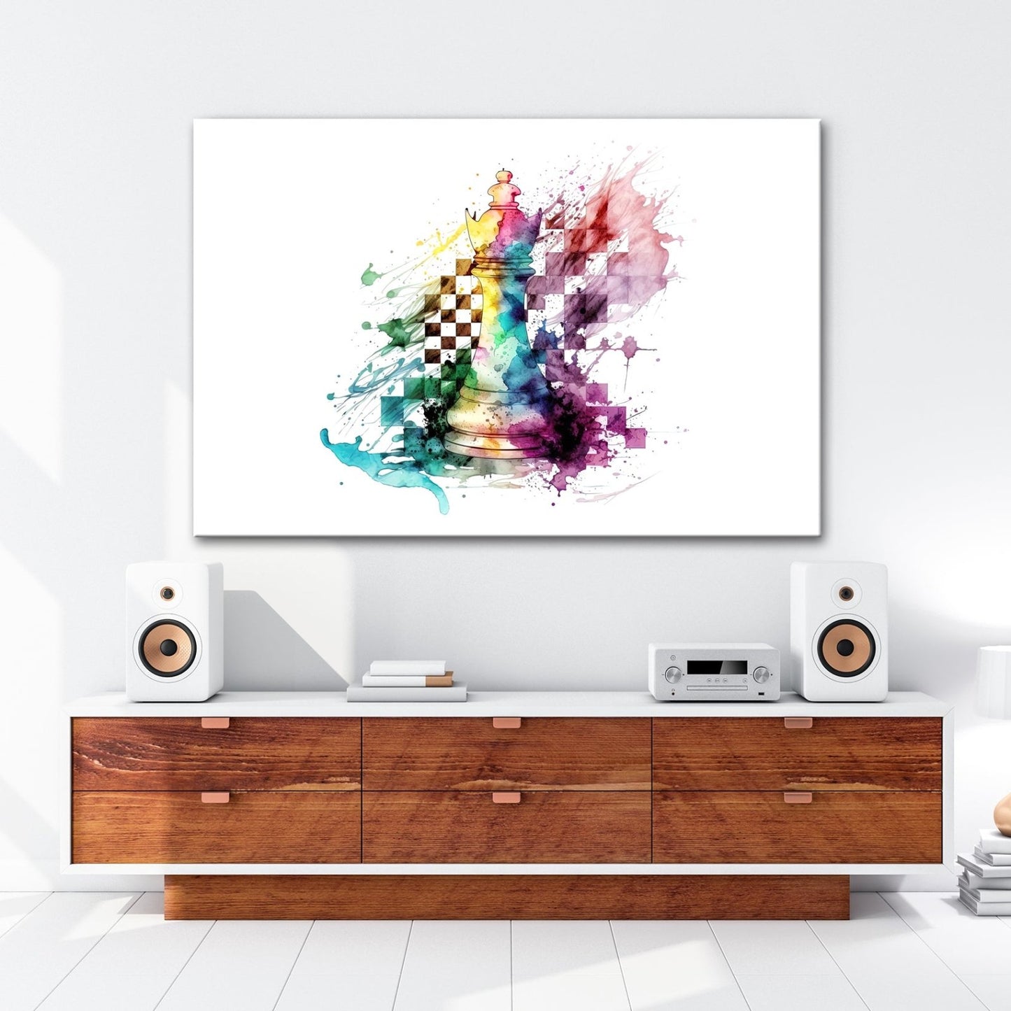 Leinwandbild Bunte Schachkunst – Kreative Farbexplosion XXL - deyoli
