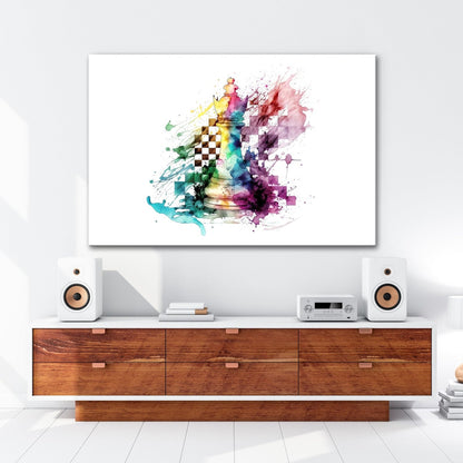 Leinwandbild Bunte Schachkunst – Kreative Farbexplosion XXL - deyoli
