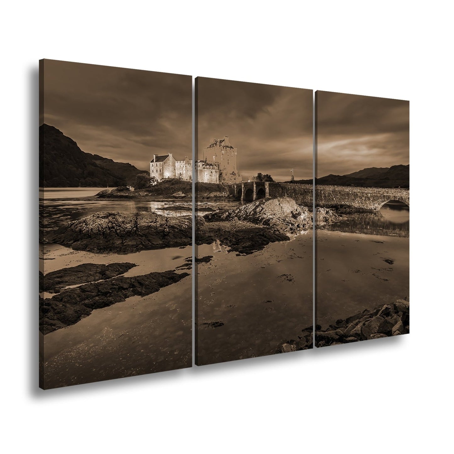 Leinwandbild Burg XXL – Märchenschloss in der Blauen Stunde für Wohnzimmer - deyoli