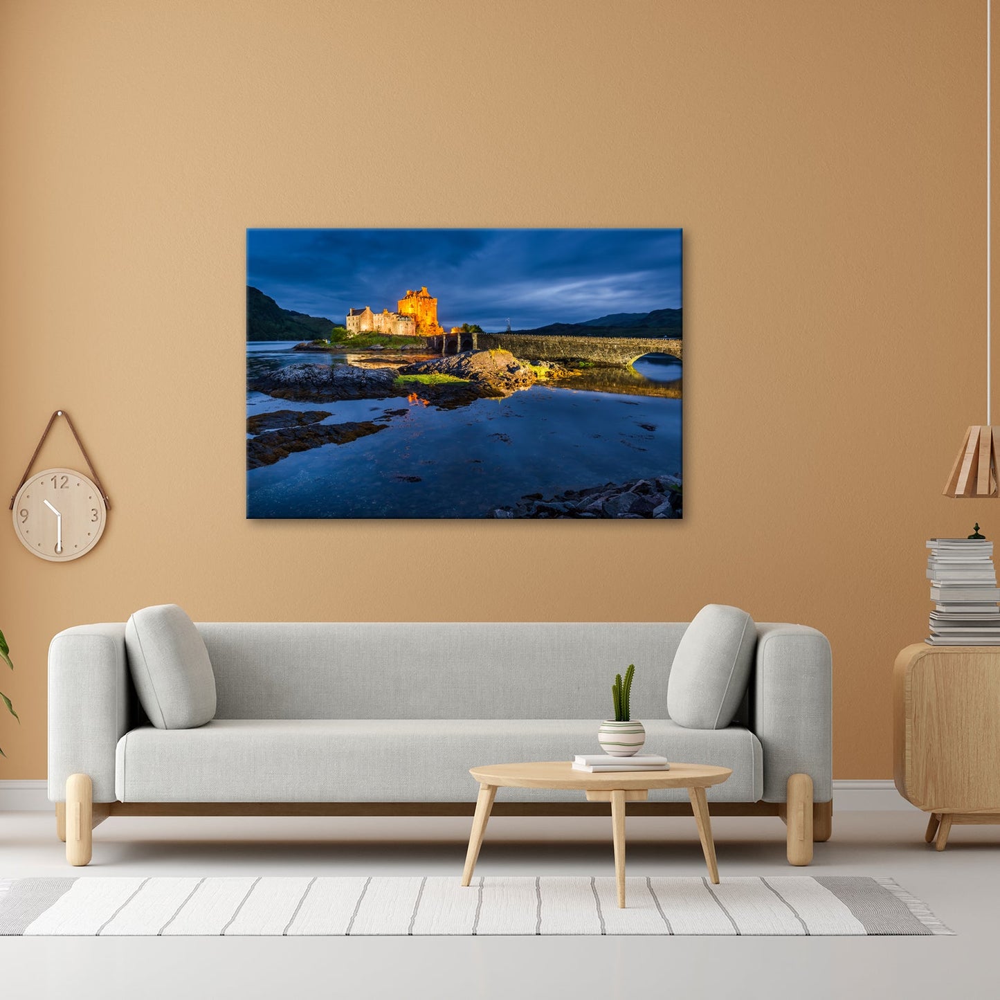 Leinwandbild Burg XXL – Märchenschloss in der Blauen Stunde für Wohnzimmer - deyoli