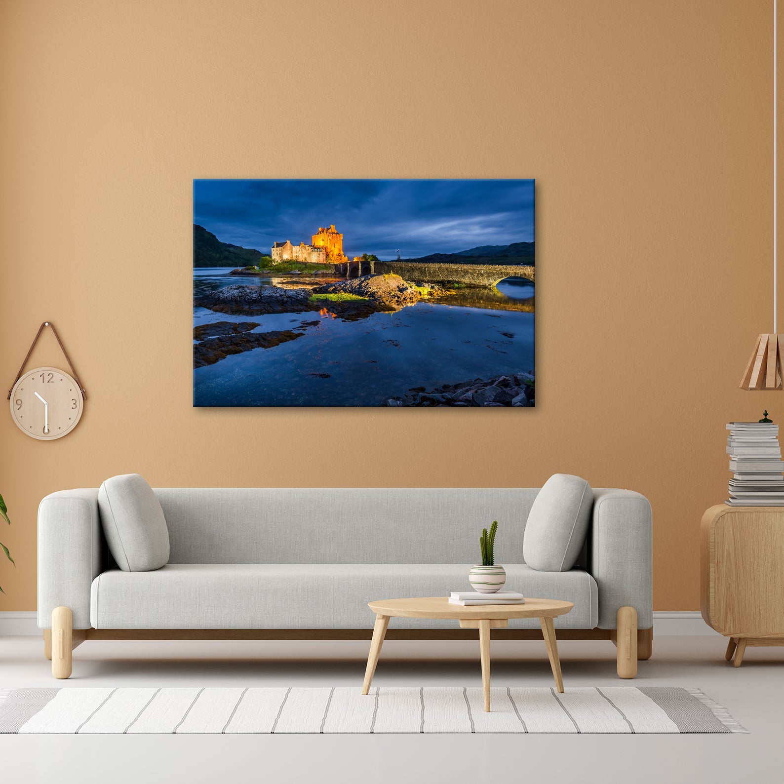 Leinwandbild Burg XXL – Märchenschloss in der Blauen Stunde für Wohnzimmer - deyoli