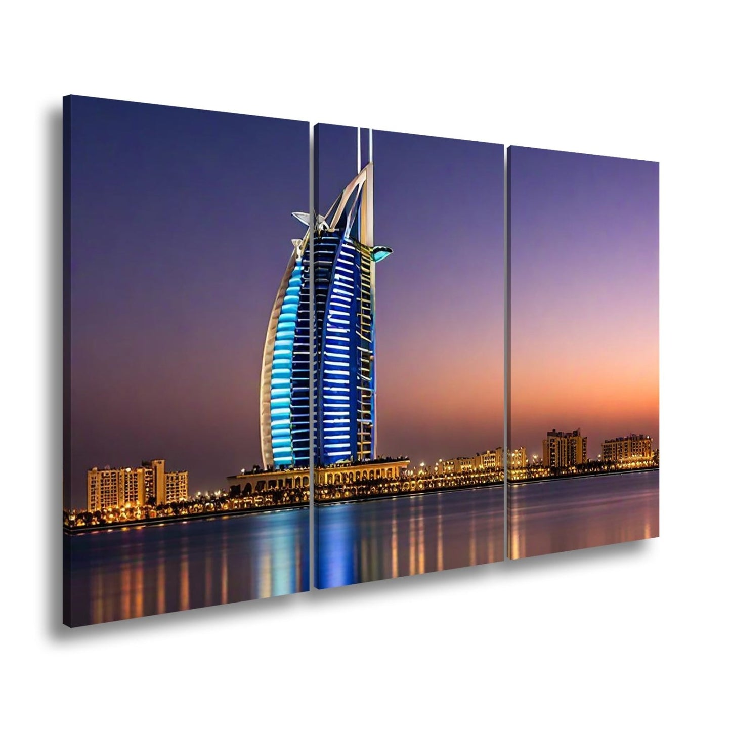 Leinwandbild Burj Al Arab erstrahlt im Glanz der Dämmerung – Dubai XXL - deyoli