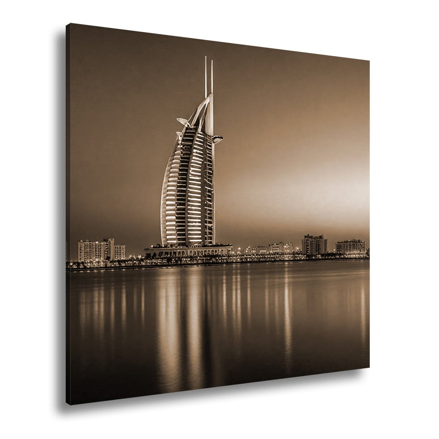 Leinwandbild Burj Al Arab erstrahlt im Glanz der Dämmerung – Dubai XXL - deyoli