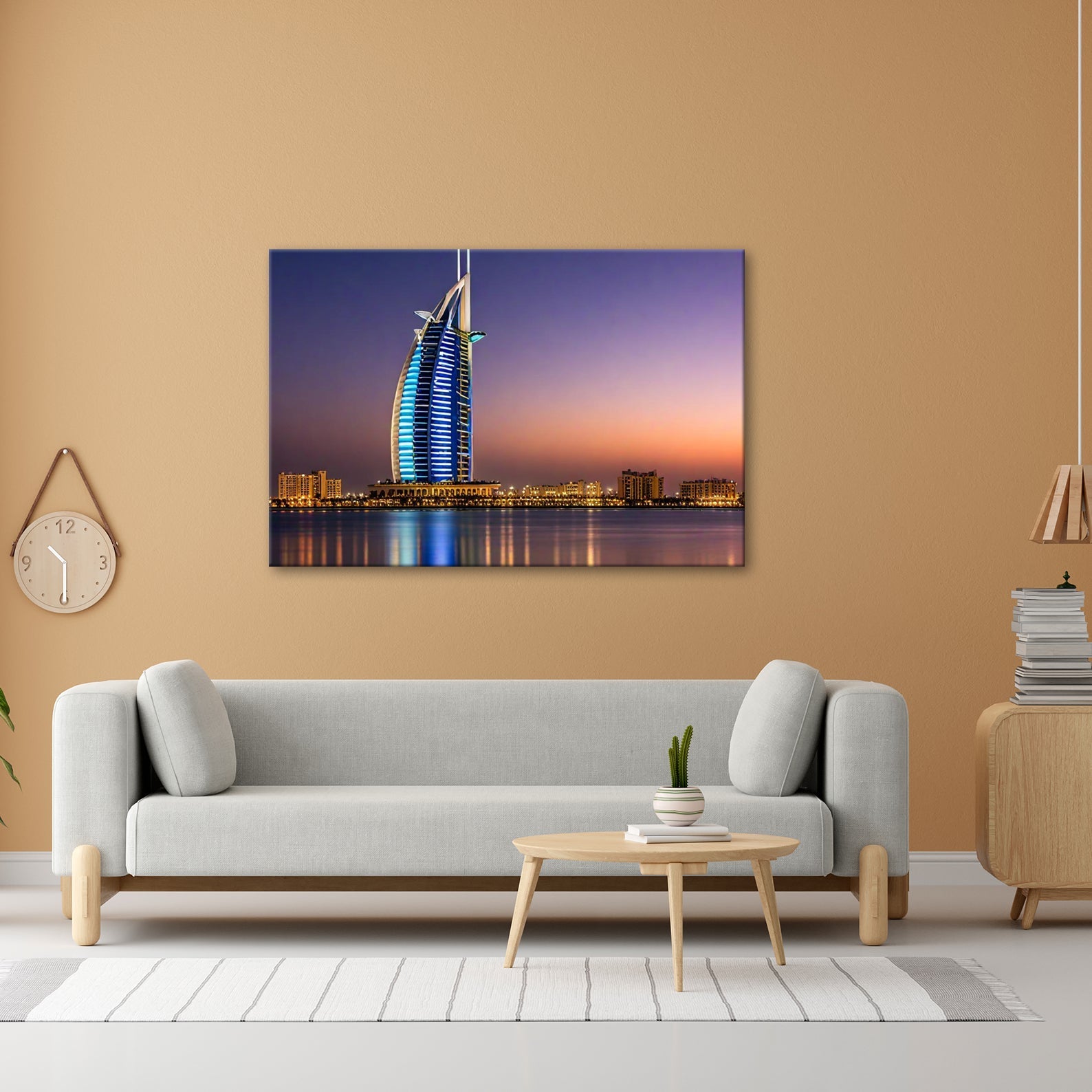 Leinwandbild Burj Al Arab erstrahlt im Glanz der Dämmerung – Dubai XXL - deyoli