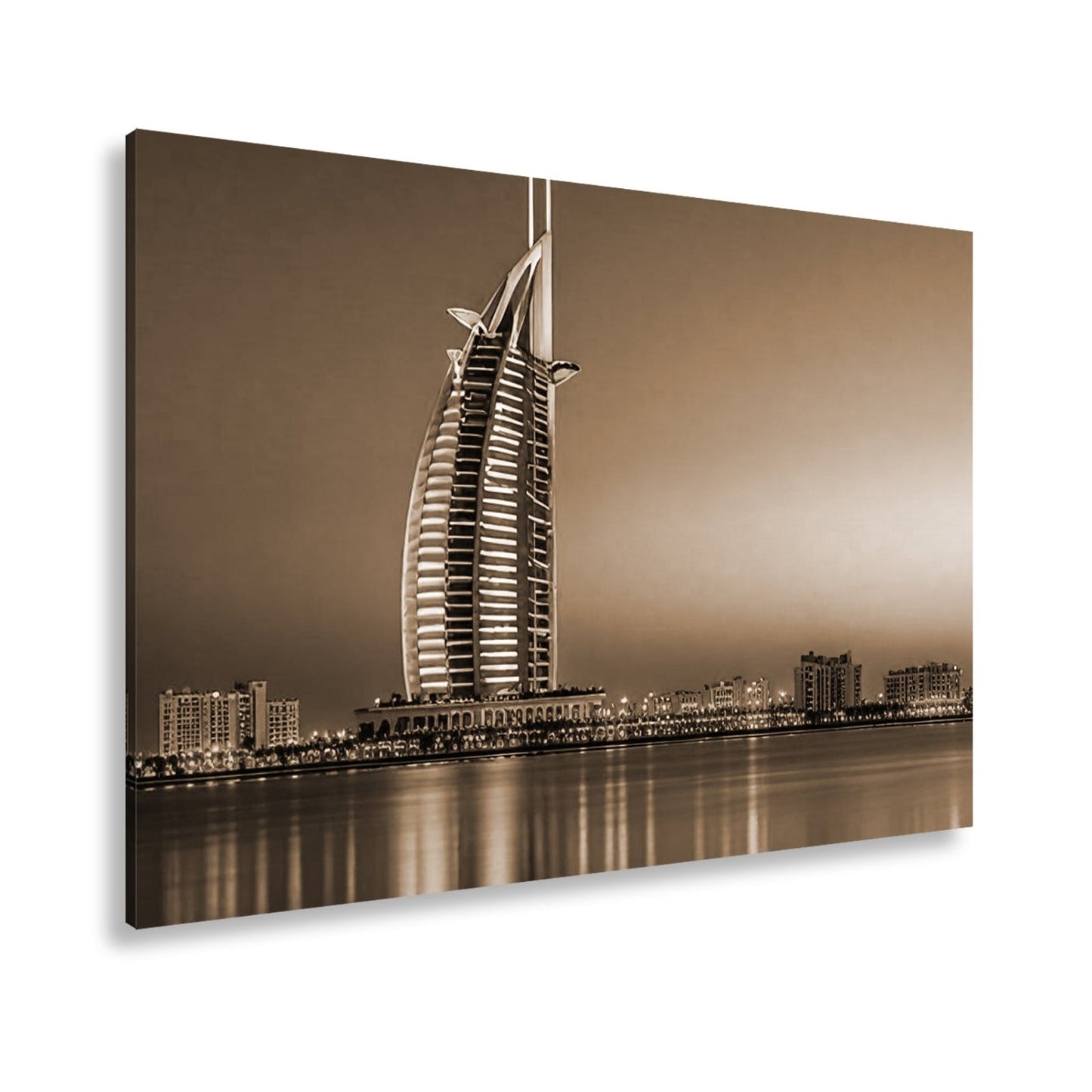 Leinwandbild Burj Al Arab erstrahlt im Glanz der Dämmerung – Dubai XXL - deyoli