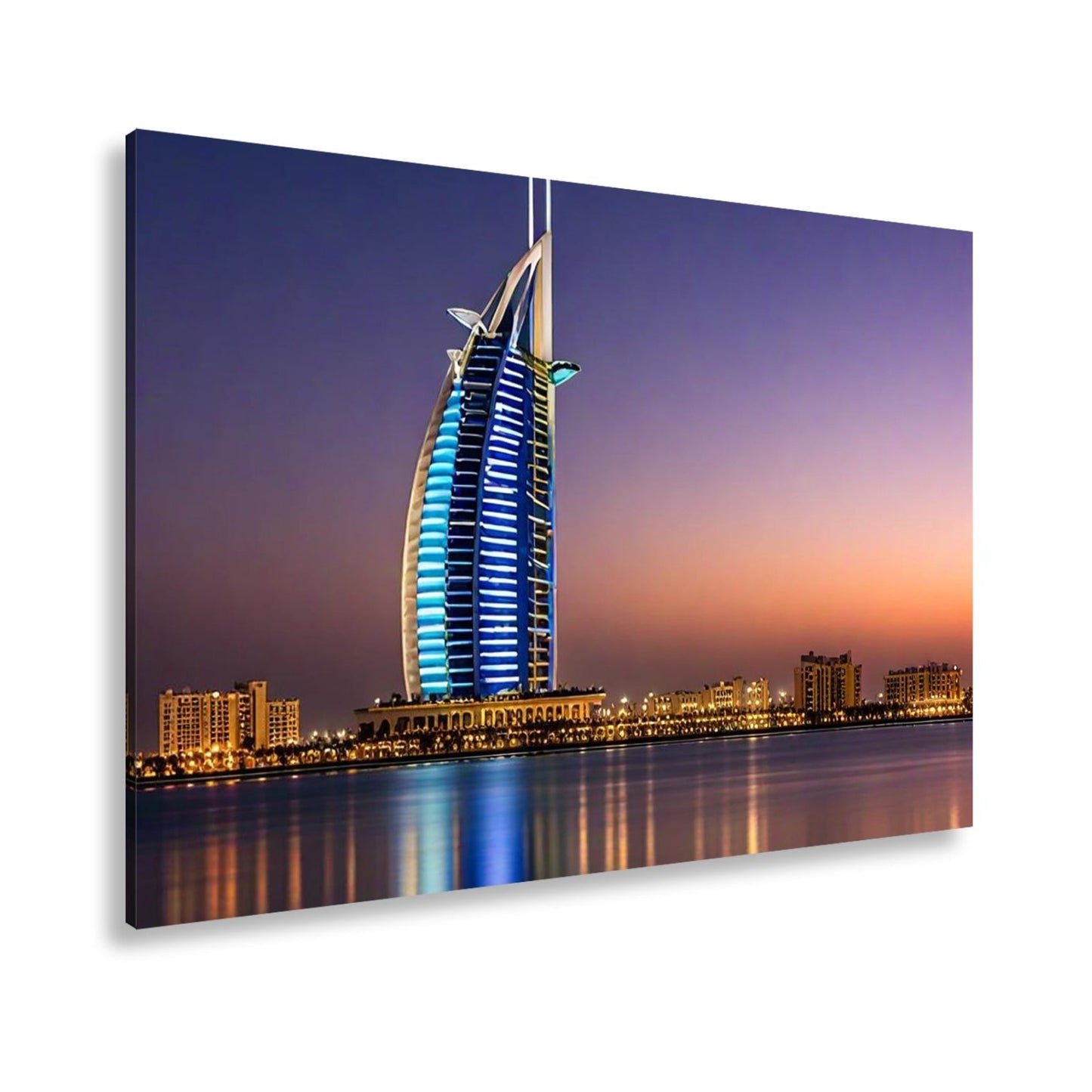 Leinwandbild Burj Al Arab erstrahlt im Glanz der Dämmerung – Dubai XXL - deyoli