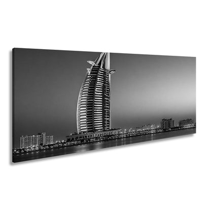 Leinwandbild Burj Al Arab erstrahlt im Glanz der Dämmerung – Dubai XXL - deyoli