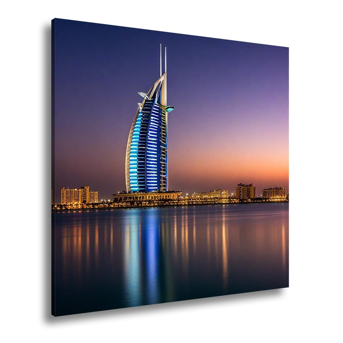 Leinwandbild Burj Al Arab erstrahlt im Glanz der Dämmerung – Dubai XXL - deyoli