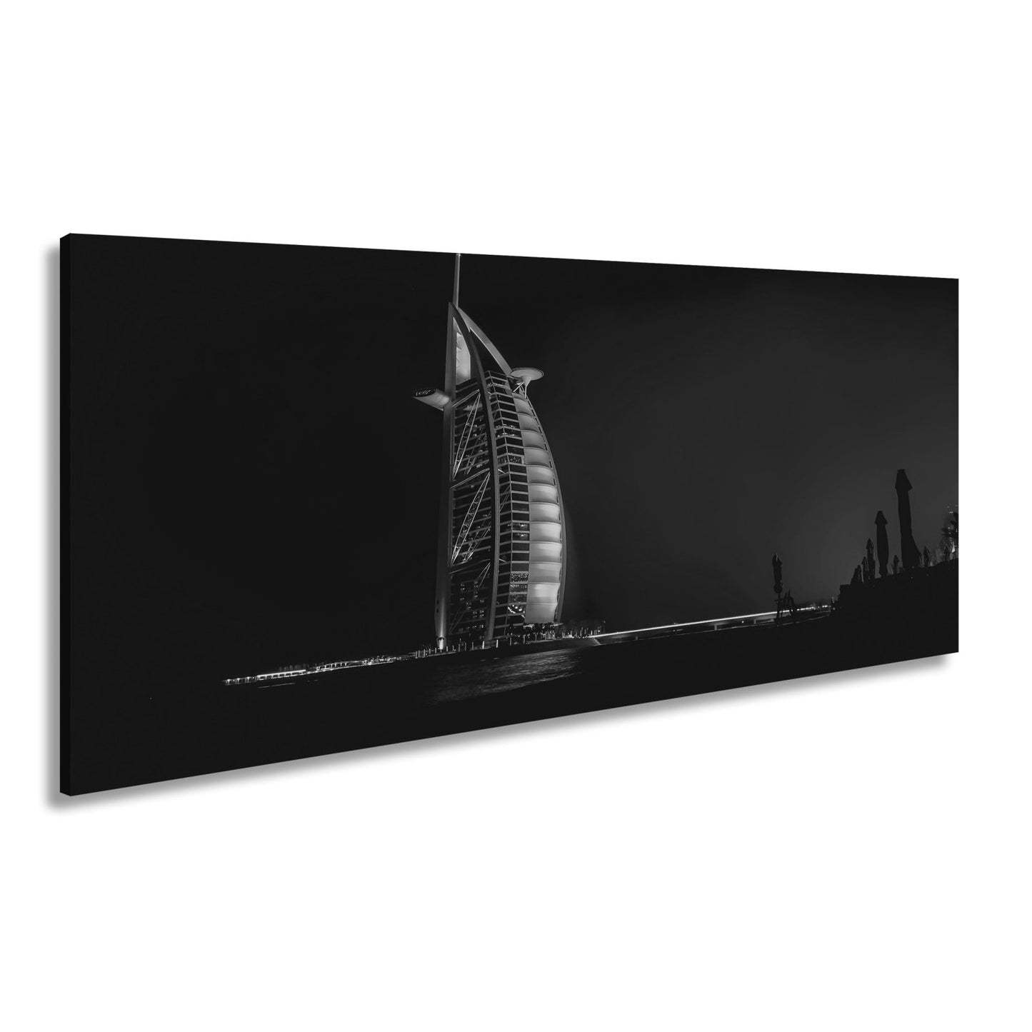 Leinwandbild Burj Al Arab XXL – Leuchtet kraftvoll in der Nacht - deyoli