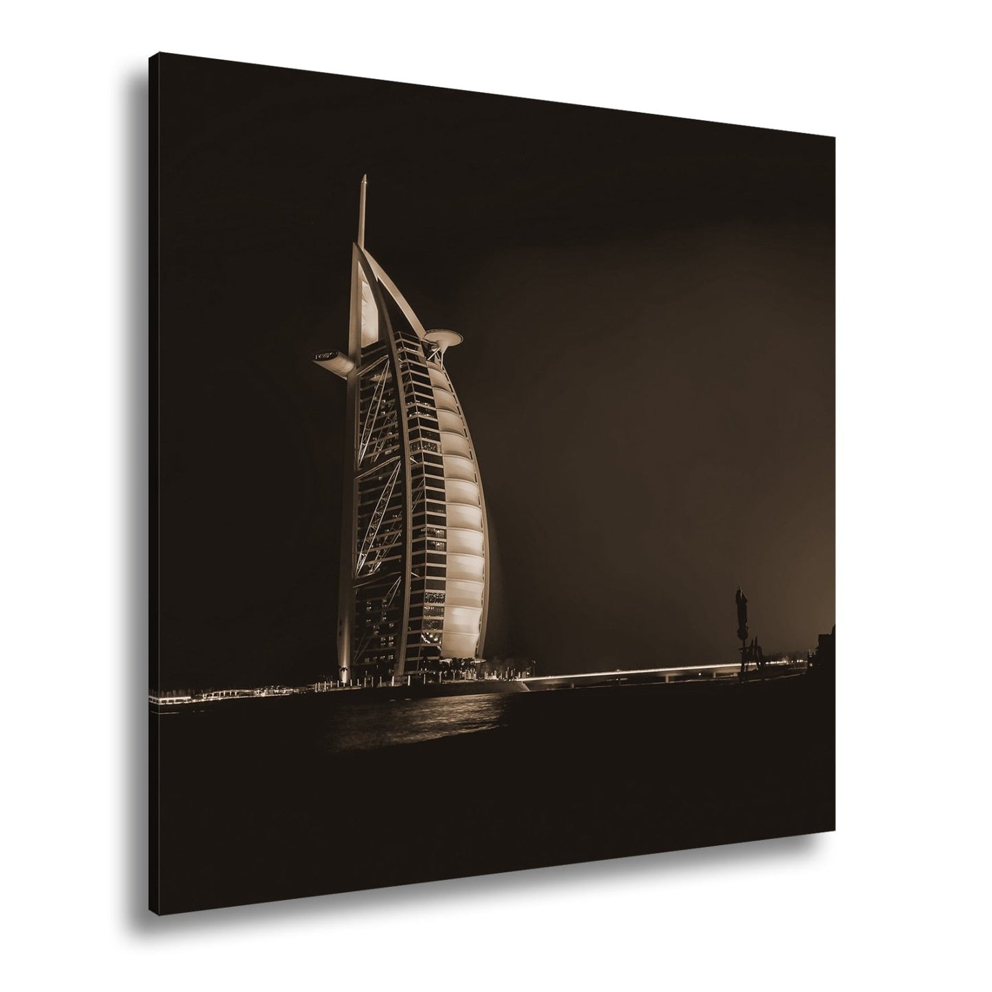 Leinwandbild Burj Al Arab XXL – Leuchtet kraftvoll in der Nacht - deyoli