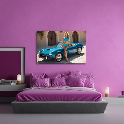 Leinwandbild Cabrio XXL – Sommerliche Eleganz & Klassisches Auto - Design - deyoli
