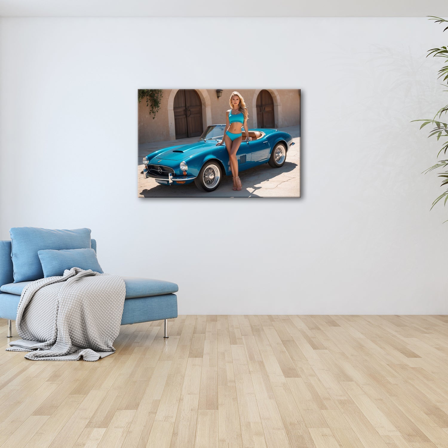 Leinwandbild Cabrio XXL – Sommerliche Eleganz & Klassisches Auto - Design - deyoli
