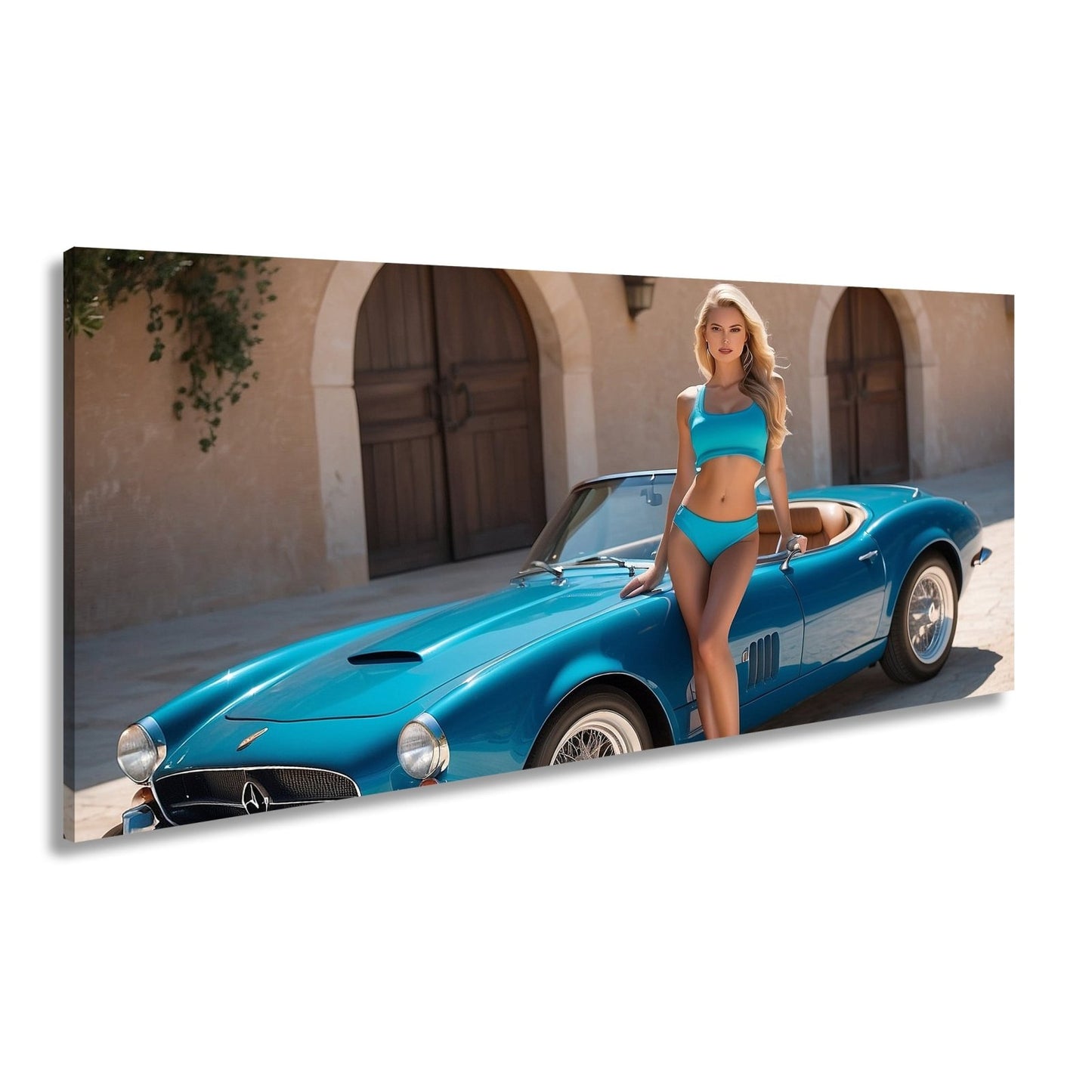 Leinwandbild Cabrio XXL – Sommerliche Eleganz & Klassisches Auto - Design - deyoli