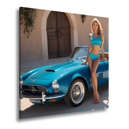 Leinwandbild Cabrio XXL – Sommerliche Eleganz & Klassisches Auto - Design - deyoli