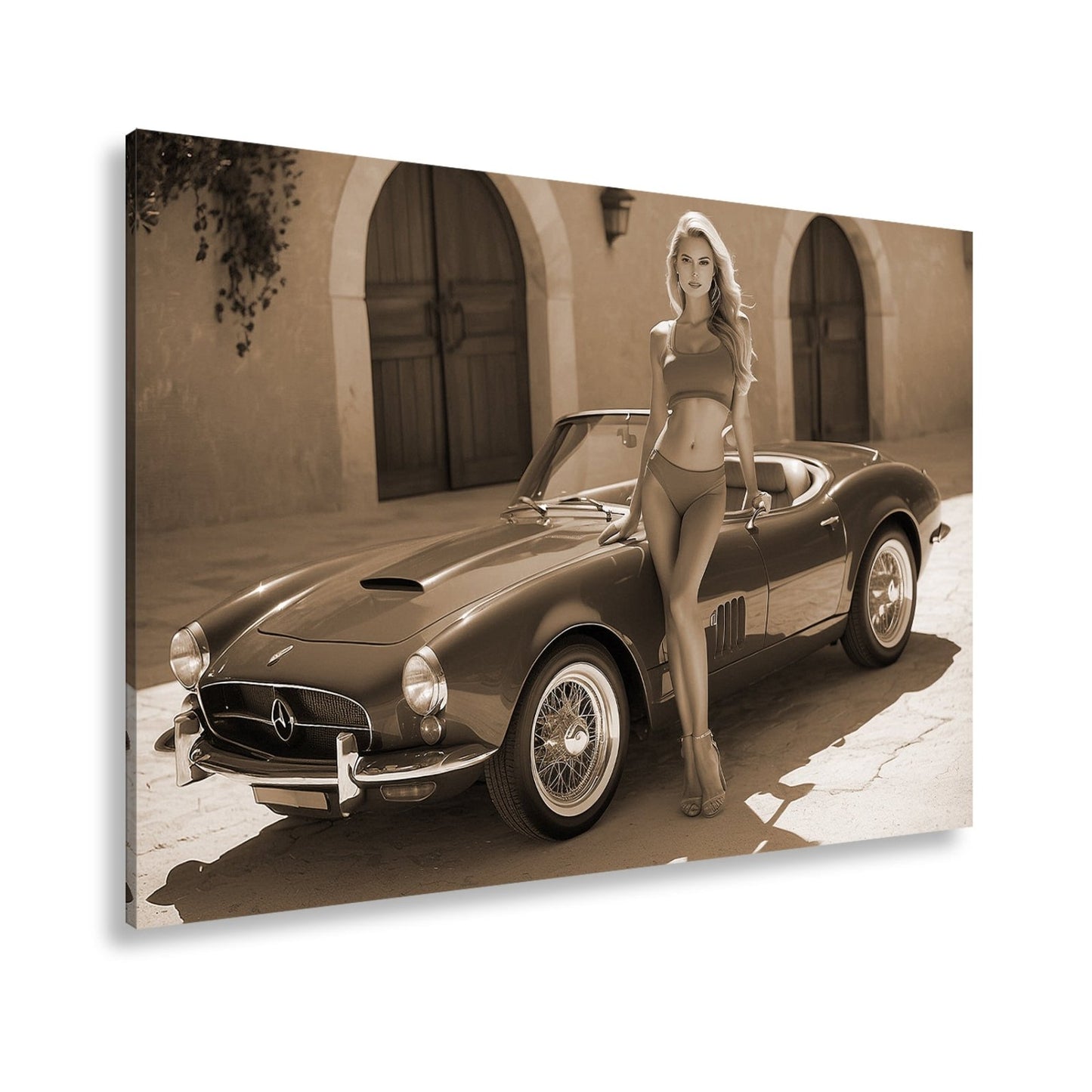 Leinwandbild Cabrio XXL – Sommerliche Eleganz & Klassisches Auto - Design - deyoli