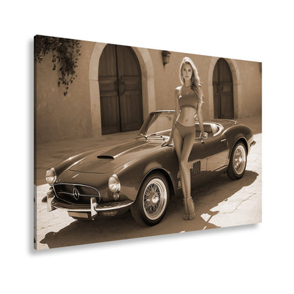 Leinwandbild Cabrio XXL – Sommerliche Eleganz & Klassisches Auto - Design - deyoli