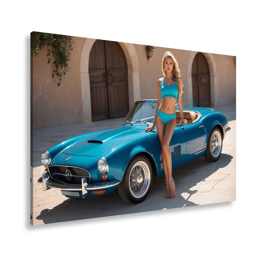Leinwandbild Cabrio XXL – Sommerliche Eleganz & Klassisches Auto - Design - deyoli